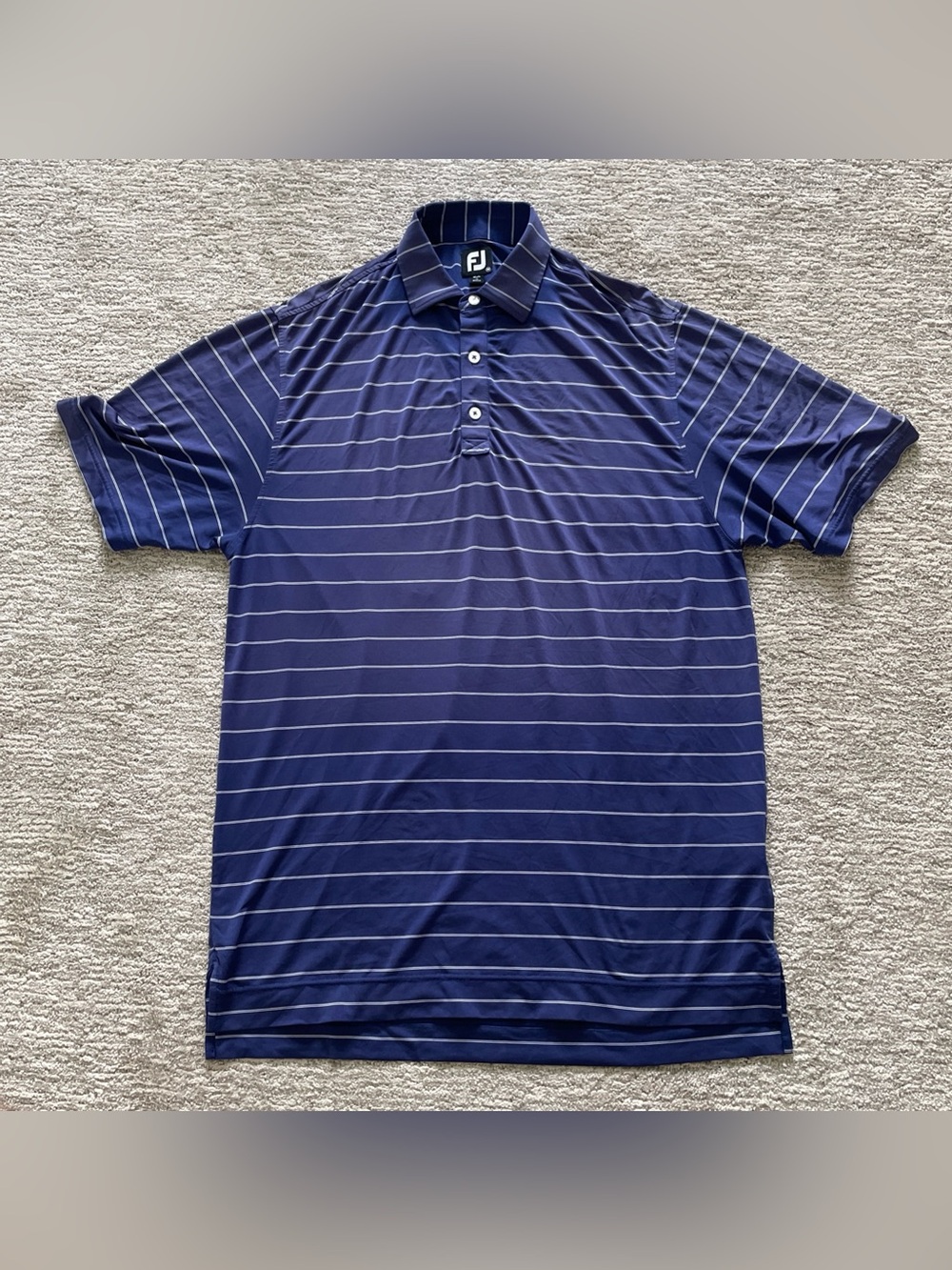 Footjoy ProDry Performance Lisle Double Pinstripe Polo Shirt Men’s Medium Blue